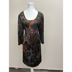 Reborn women’s Shift dress Paisley XL Scoop Neck 3/4 Sleeve Pullover Stretch